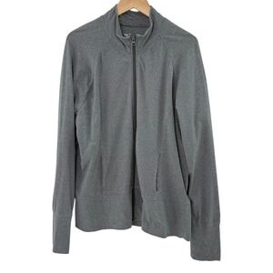 Gap Fit Mens XXL Heather Grey Full Zip Mock Neck Cotton Track Jacket Activewear